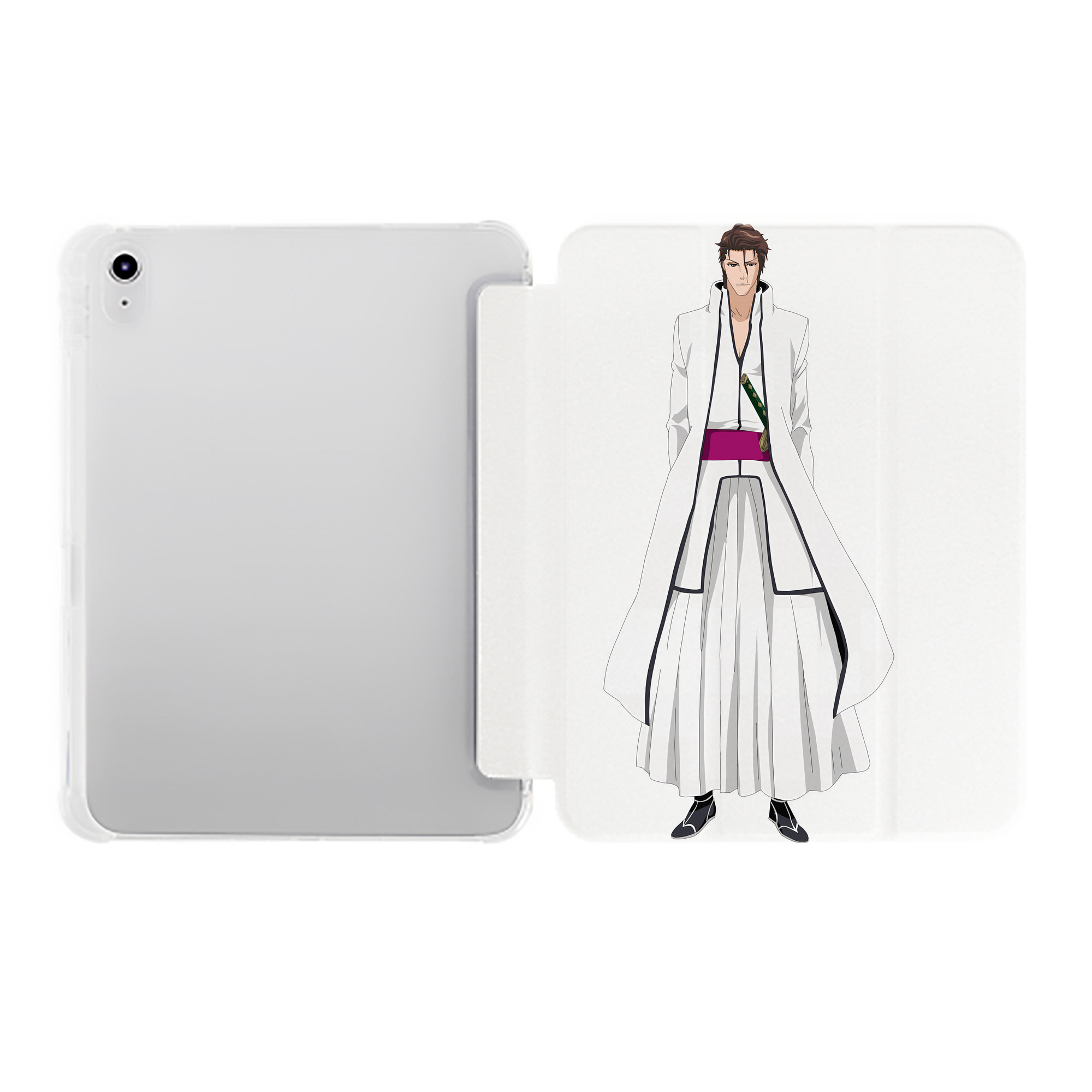 （画像用） ブリーチ 藍染 惣右介（あいぜん そうすけ） BLEACH Aizen Sousuke IPad ケース ペン収納付き 三つ折りスタンド PUレザー×シリコン 対応機種9.5/10.5/10.9インチ